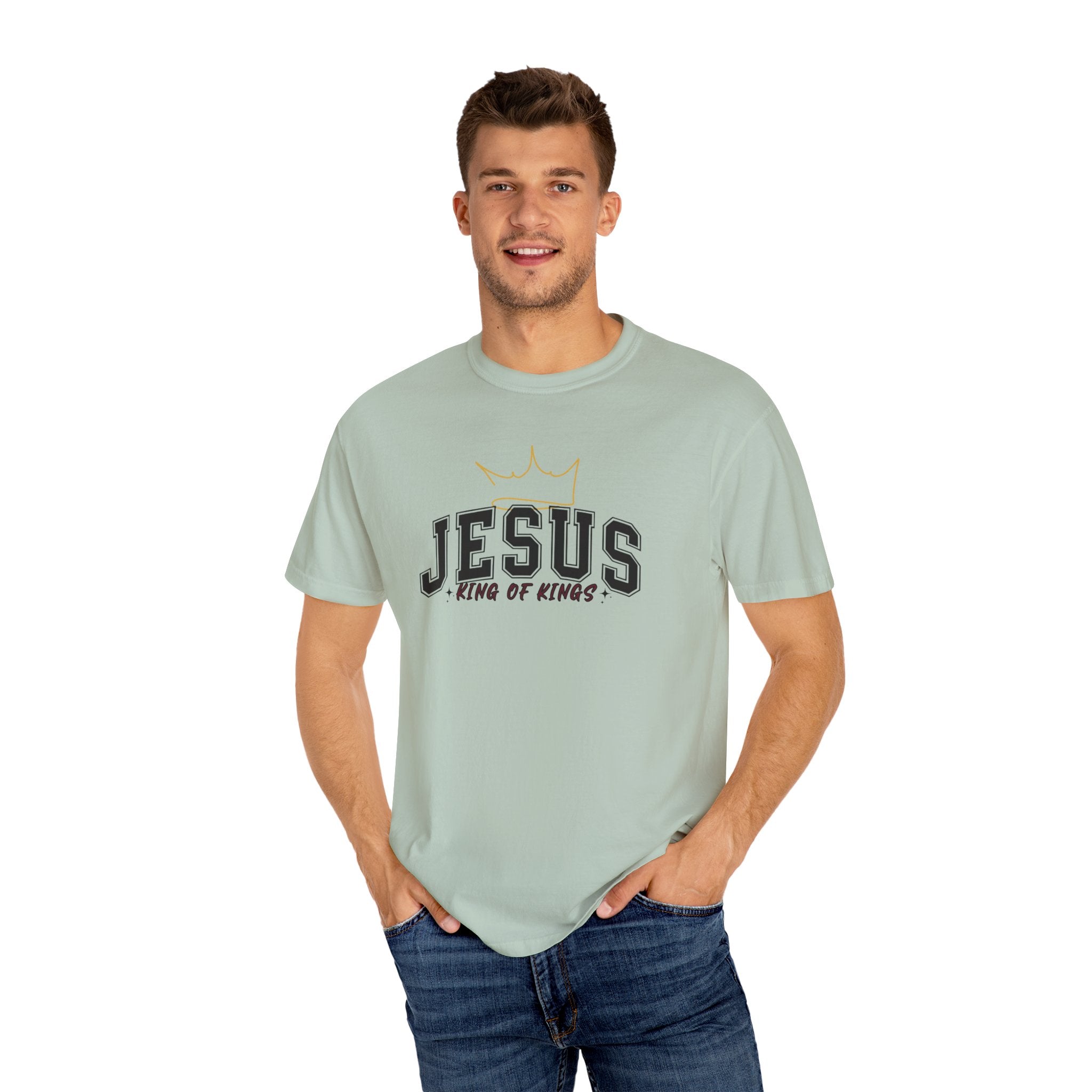 Jesus King of Kings T-Shirt, Unisex Garment Dyed Tee, Christian Apparel, Faith-Based Gift, Casual Wear, Religious T-Shirt