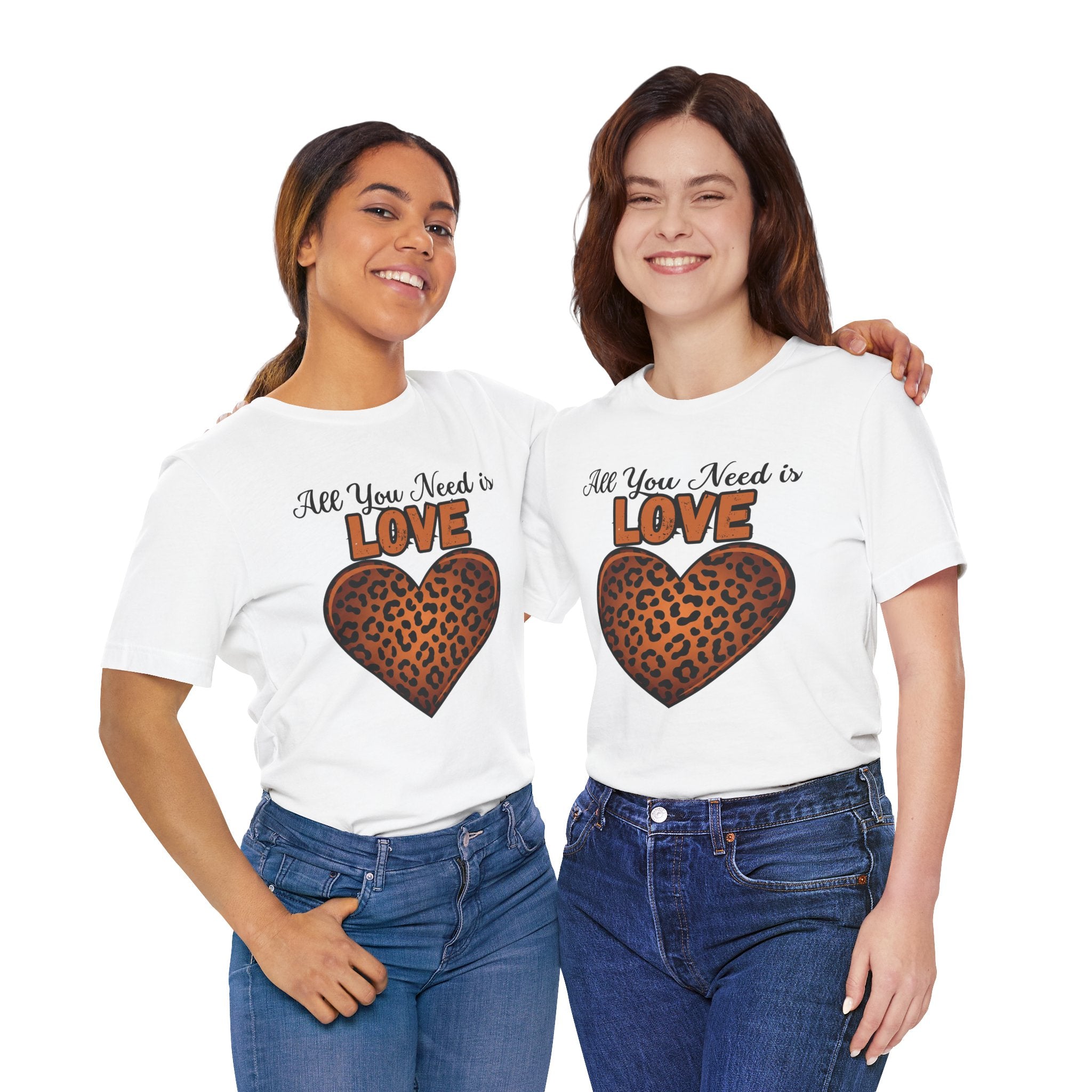 Heartfelt Love Leopard Print Tee, Cute Casual Top, Love Collection