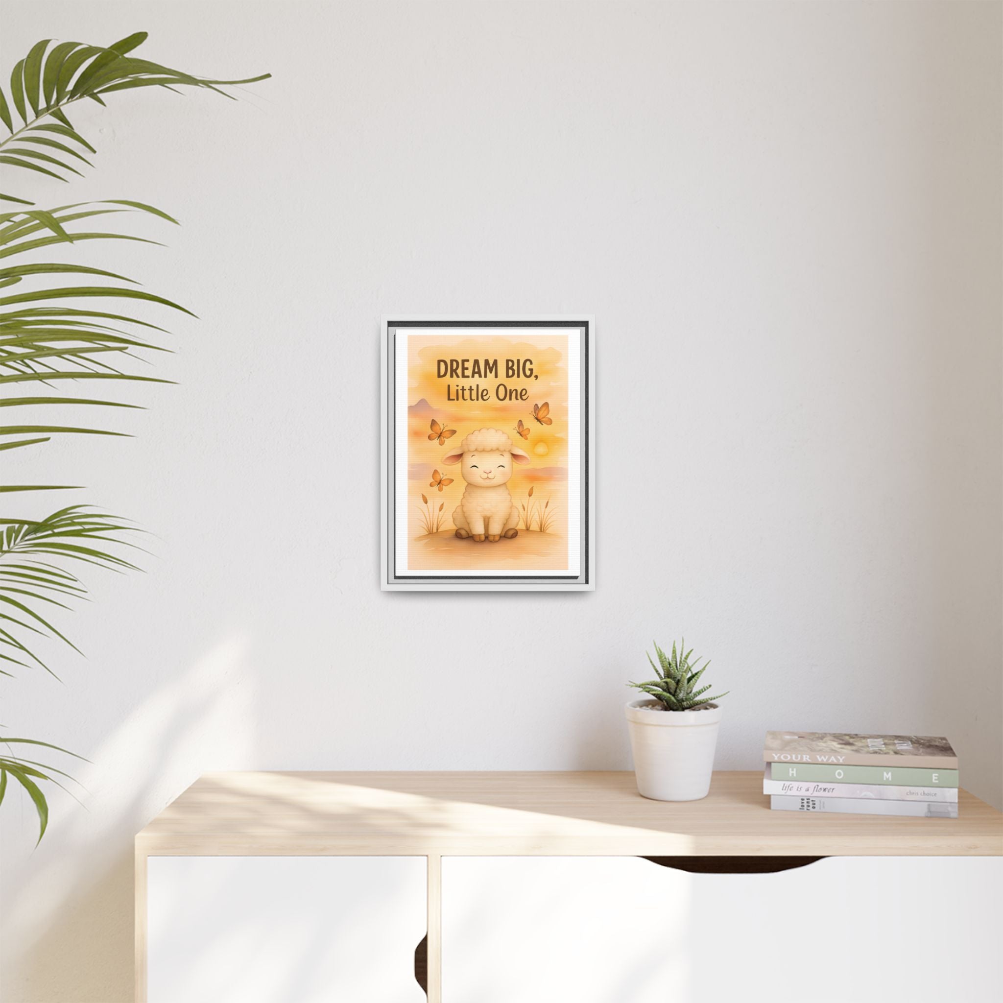 Framed Baby Sheep Nursery Wall Art, AI Generated, Sheep Décor, 'Dream Big, Little One' Animal Nursery Art, Cute Farm Theme, Baby Room Décor, Nursery Gift