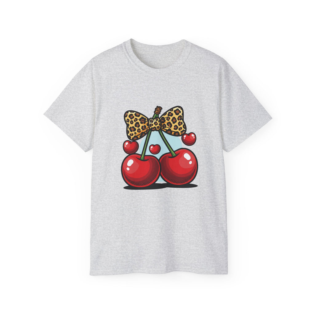 Cute Cherry Print Ultra Cotton Tee, Casual Summer Shirt, Gift for Her, Fruit Graphic Tee, Trendy Clothing