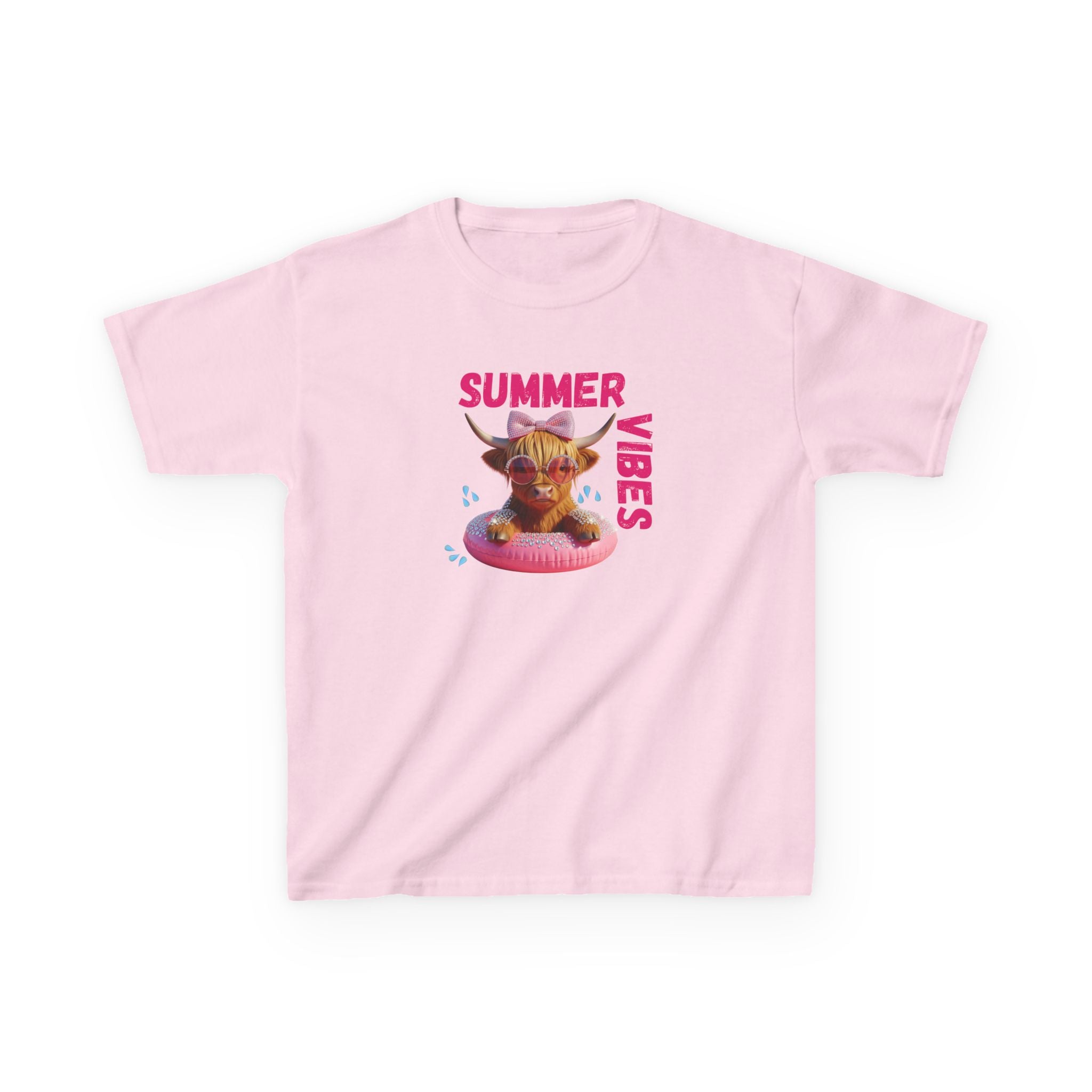 Girl's Summer Vibes Tee, Fun Cotton Shirt, Beach Wear, Vacation Outfit, Children's T-Shirt, Gifts for Kids