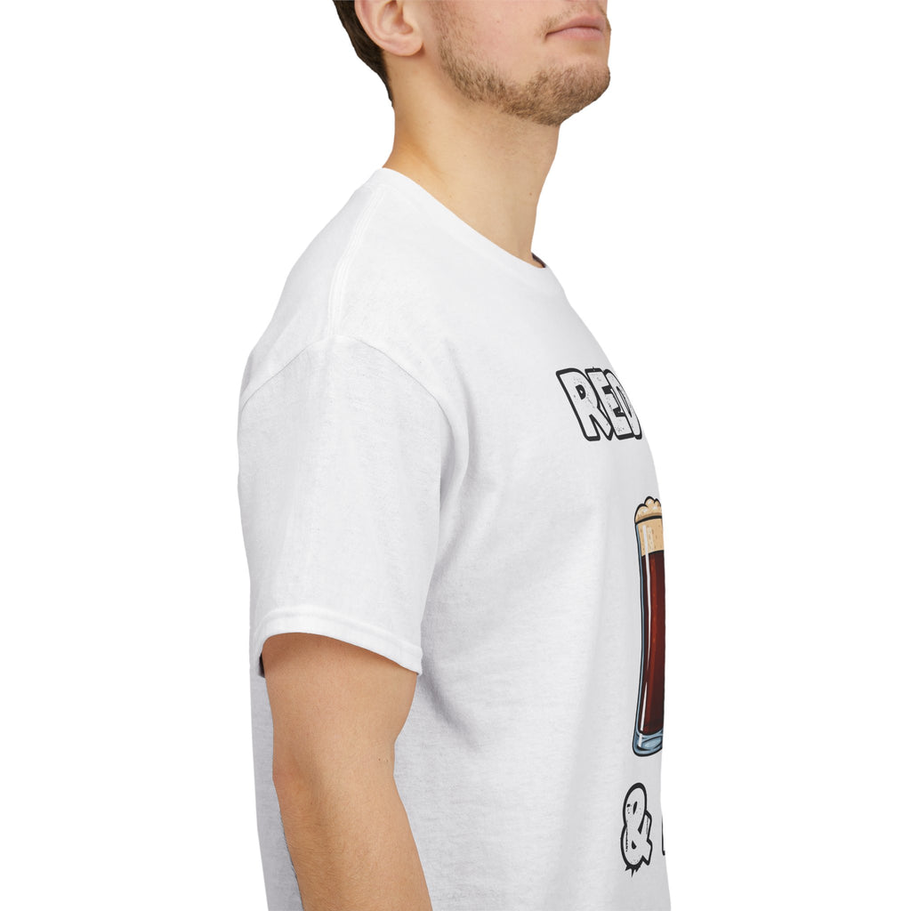 Men's Red, White & Brew Heavy Cotton Tee - Perfect for 4th of July BBQs, Independence Day, Casual Outings, Summer Fun, Beer Lovers
