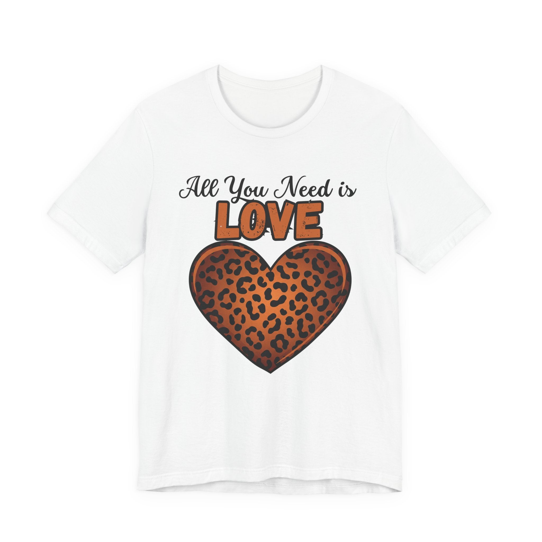 Heartfelt Love Leopard Print Tee, Cute Casual Top, Love Collection
