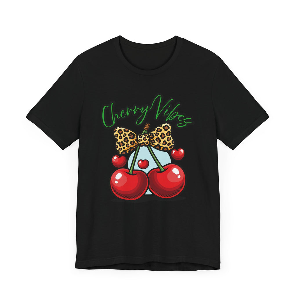 Cherry Vibes Short Sleeve Tee, Fun Graphic T-Shirt, Summer Style, Cute Gift for Friends, Party Top, Festival Wear