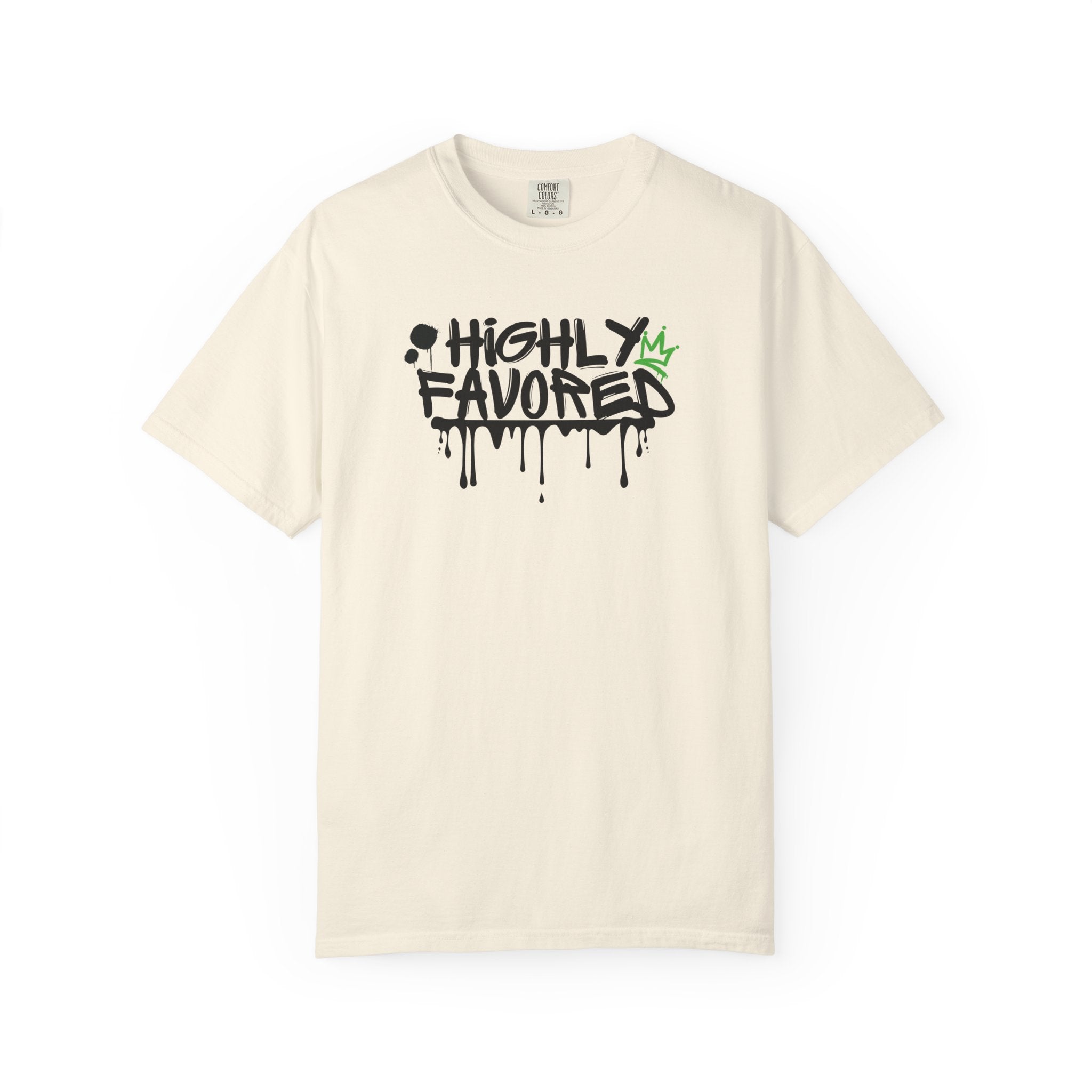 I'M Highly Favored Unisex T-Shirt, Casual Streetwear Tee, Graffiti Art Shirt, Gift for Artists, Motivational Graphic Tee