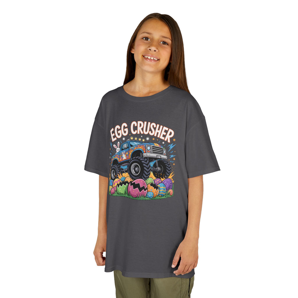 Egg Crusher Kids T-Shirt — Monster Truck Easter Tee for Boys & Girls