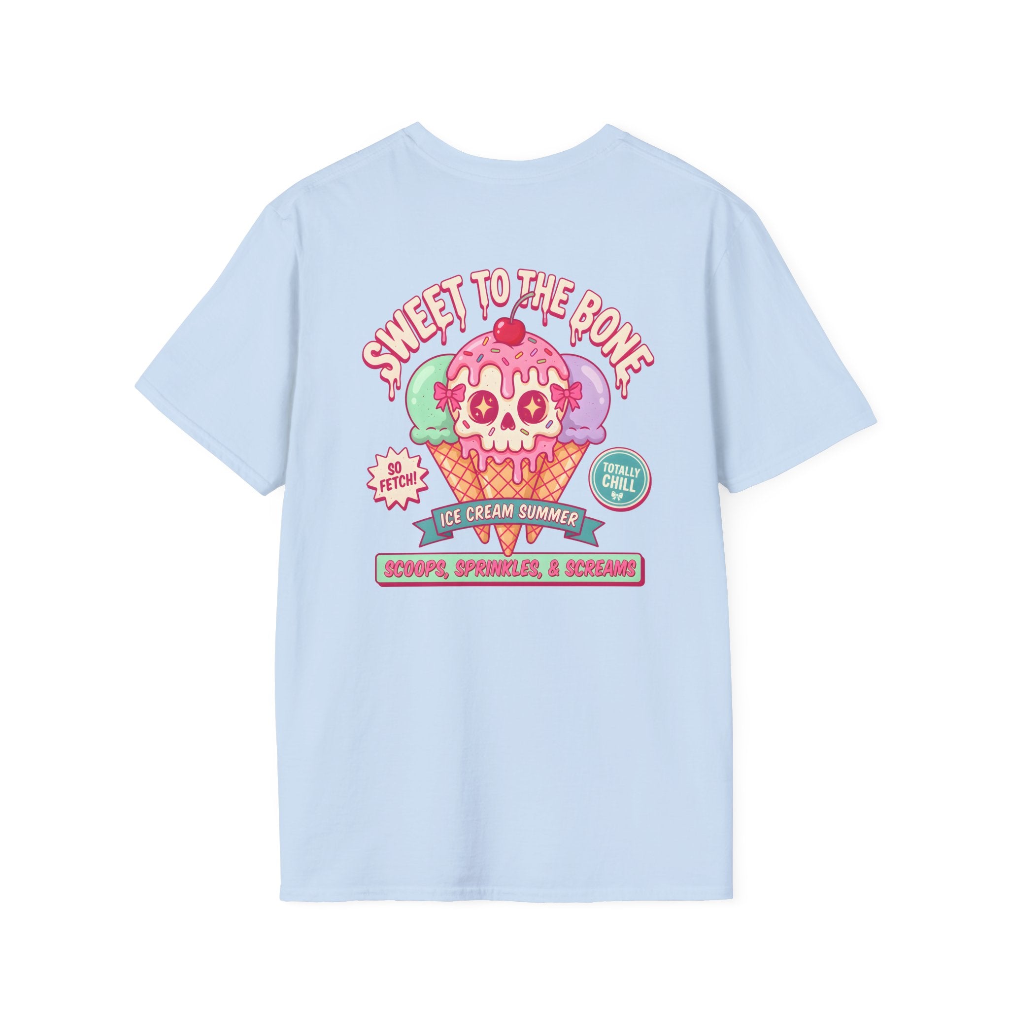 MsDembeauty Summer Collection: Ice Cream Skull T-Shirt — Cute Pastel Retro Graphic Front and Back Tee