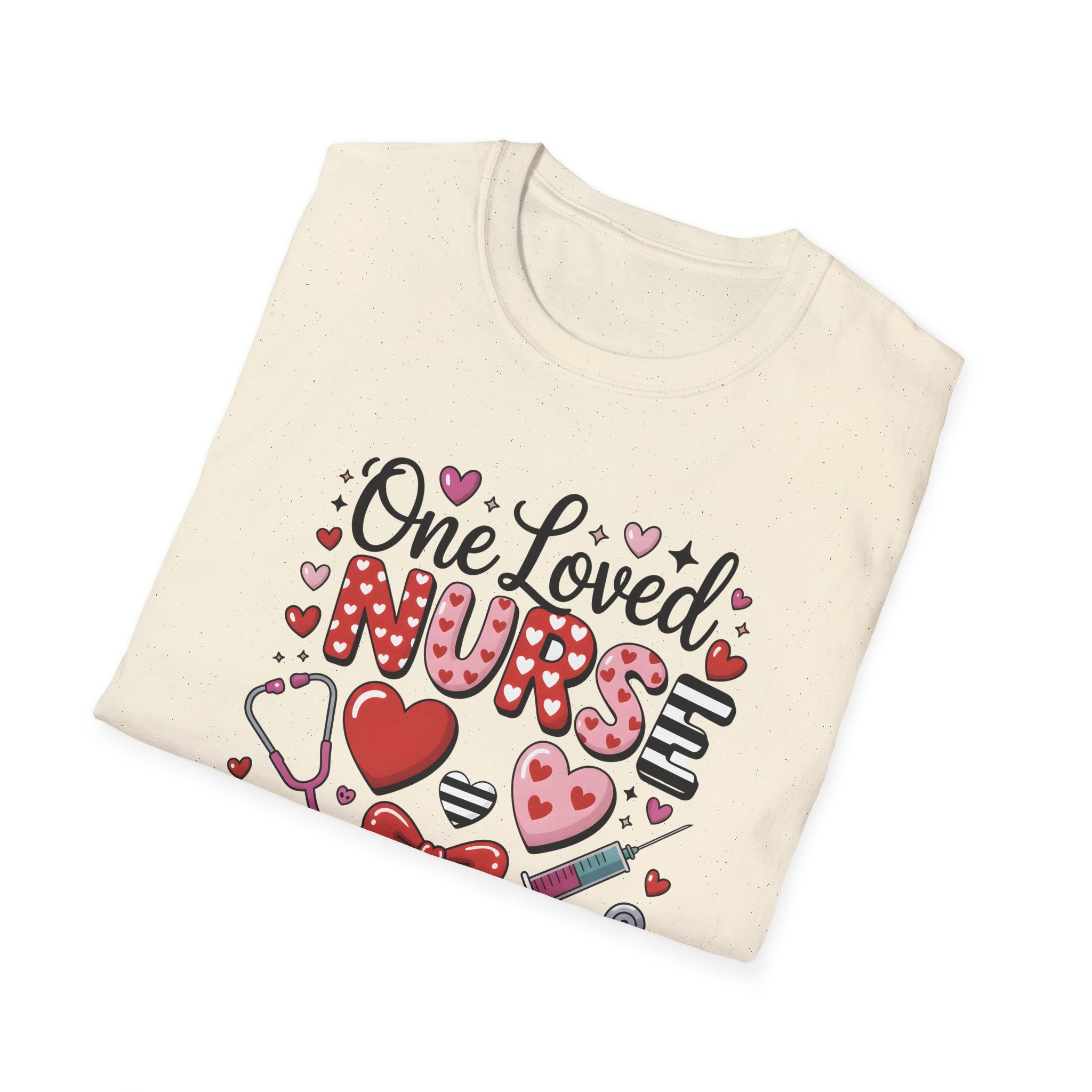 Nurse T-Shirt — "One Loved Nurse" Cute Heart & Stethoscope Gift Tee