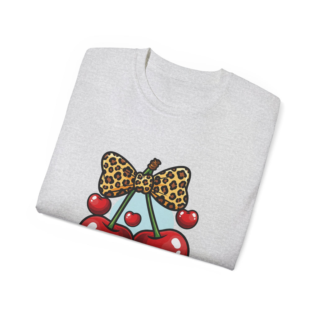 Cute Cherry Print Ultra Cotton Tee, Casual Summer Shirt, Gift for Her, Fruit Graphic Tee, Trendy Clothing