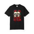Stylish Skull & Rose Unisex T-shirt, Grunge Tee, Unisex Casual Wear, Unique Graphic Top, Gift for Goths, Time to Bloom Apparel