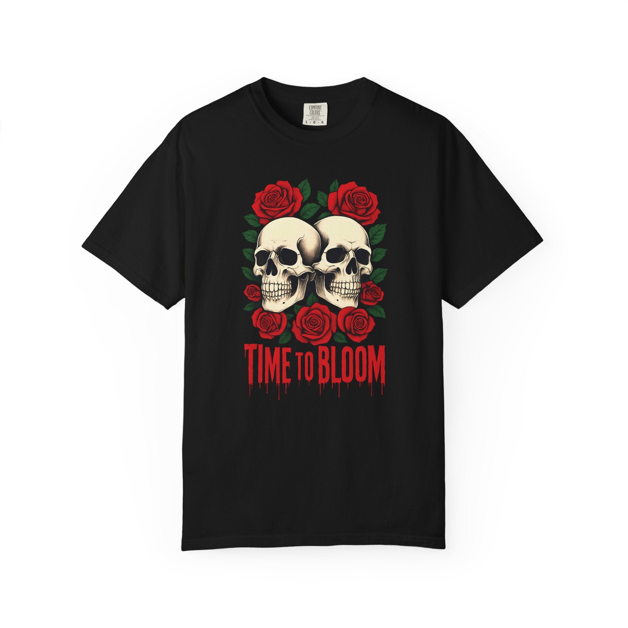 Stylish Skull & Rose Unisex T-shirt, Grunge Tee, Unisex Casual Wear, Unique Graphic Top, Gift for Goths, Time to Bloom Apparel