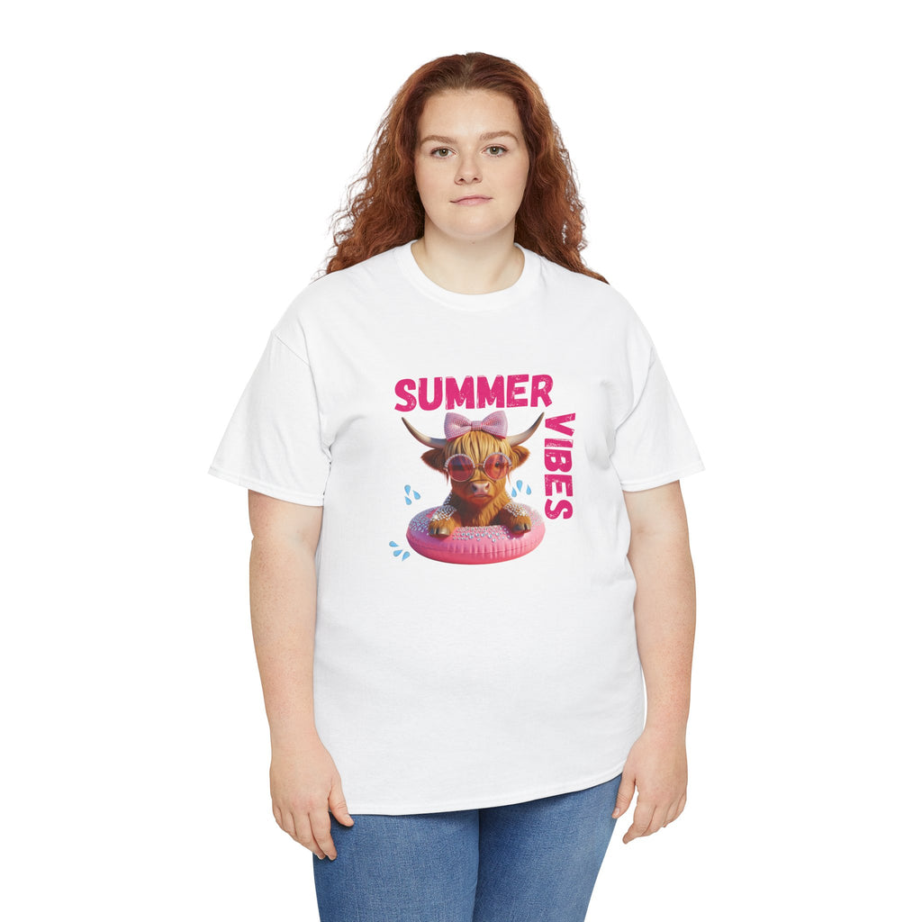 Summer Vibes Tee, Cute Summer Shirt, Relaxed Fit T-Shirt, Beachwear Top, Gift for Friends, Summer Party Apparel