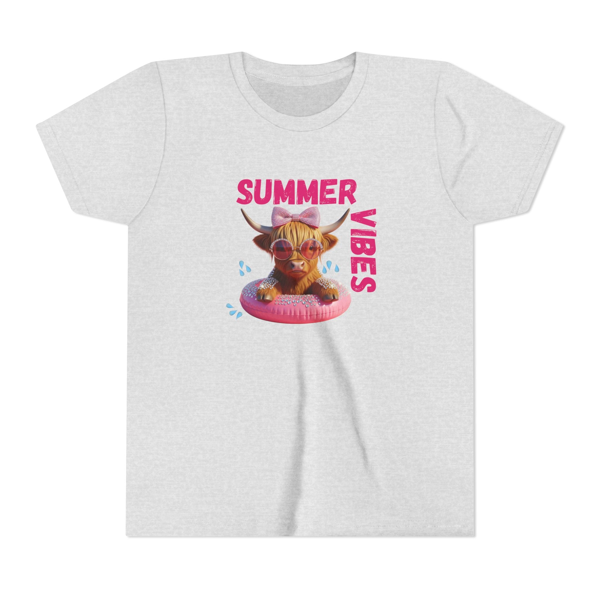Girl's Youth Summer Vibes Tee, Fun Kids T-Shirt, Vacation Apparel