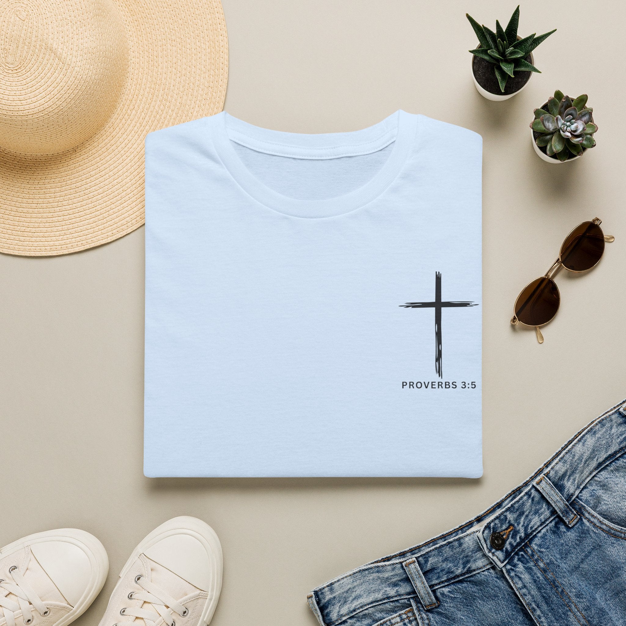Proverbs 3:5 Front and Back Scripture Tshirt, Christian Faith Shirt, Trust In Him Unisex Tee