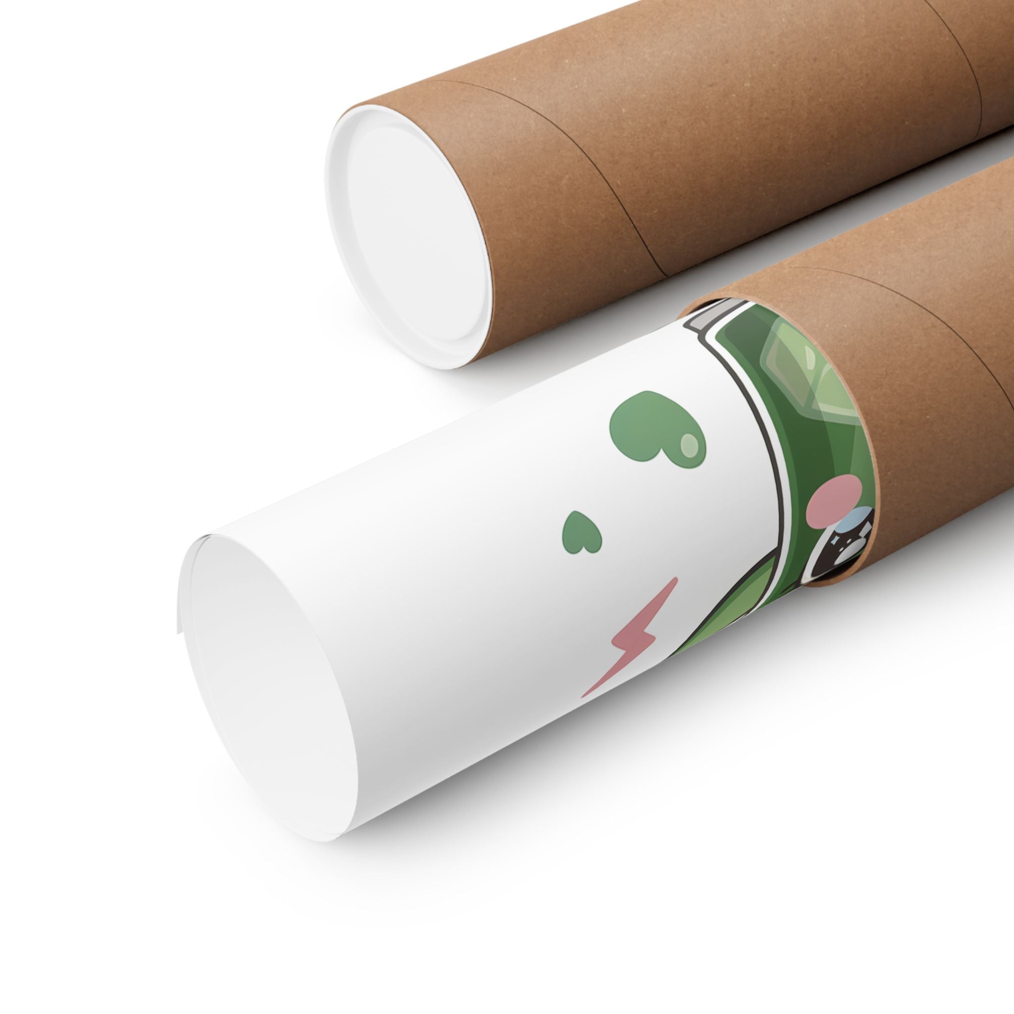 Powered by Matcha Matte Poster | Kawaii Matcha Drink Illustration