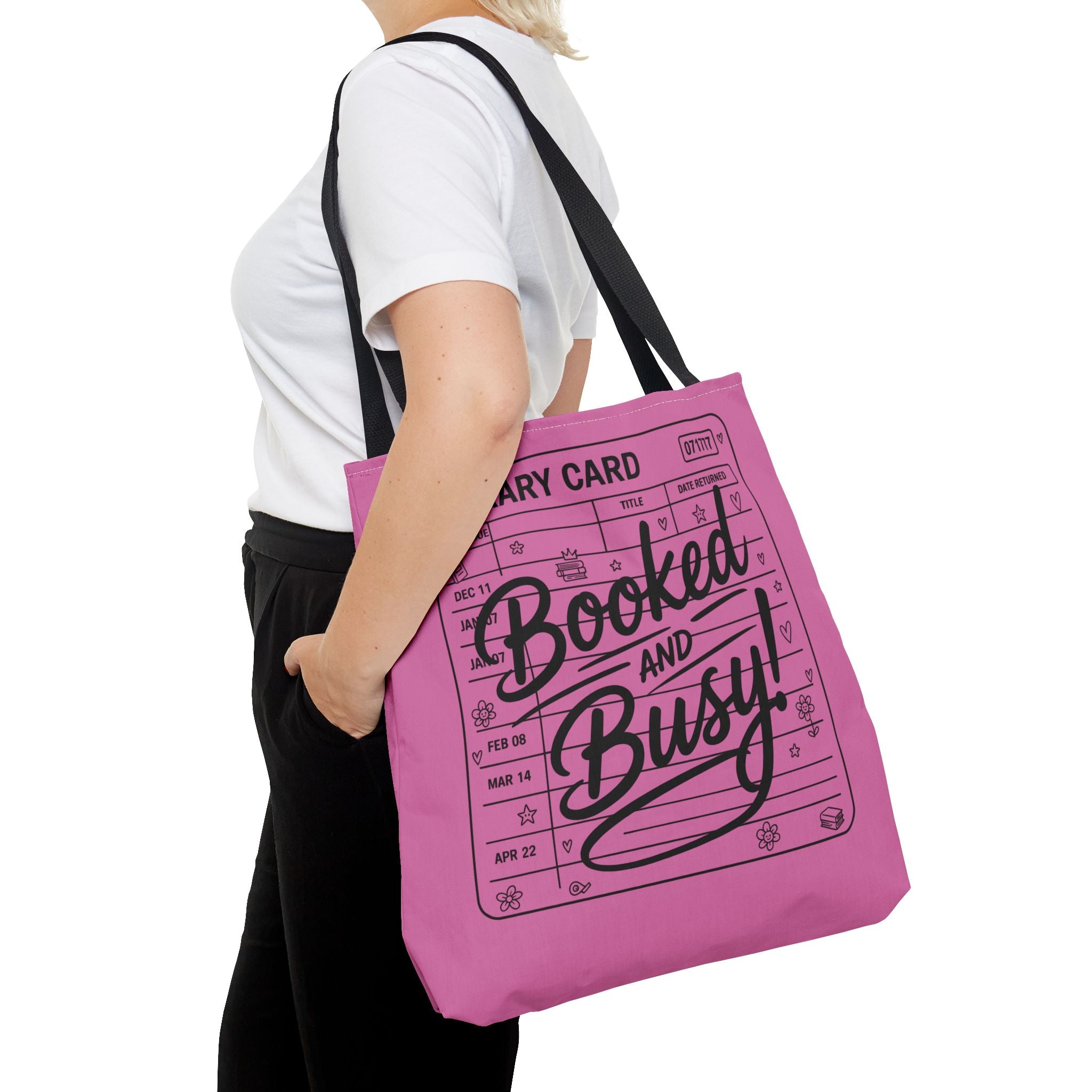 Booked and Busy library card Tote Bag | Book Lover Tote