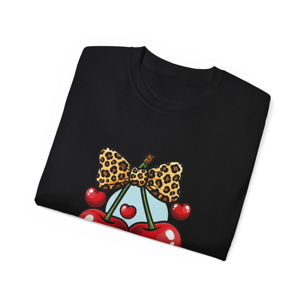 Cute Cherry Print Ultra Cotton Tee, Casual Summer Shirt, Gift for Her, Fruit Graphic Tee, Trendy Clothing