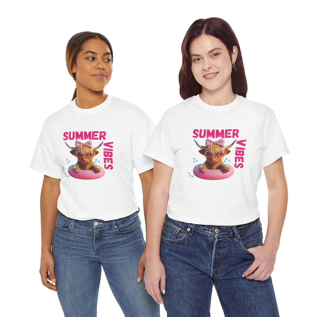 Summer Vibes Tee, Cute Summer Shirt, Relaxed Fit T-Shirt, Beachwear Top, Gift for Friends, Summer Party Apparel