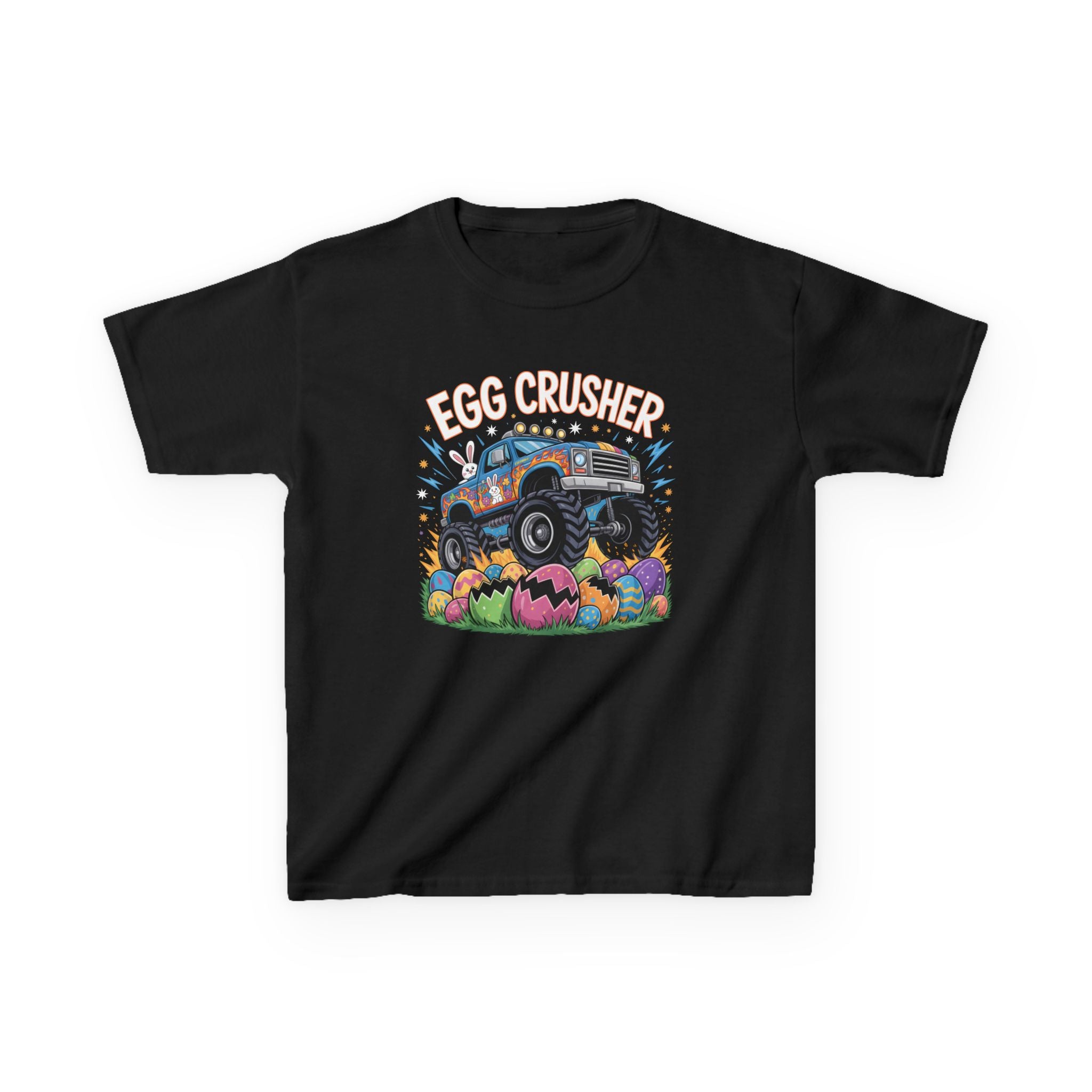 Egg Crusher Kids T-Shirt — Monster Truck Easter Tee for Boys & Girls