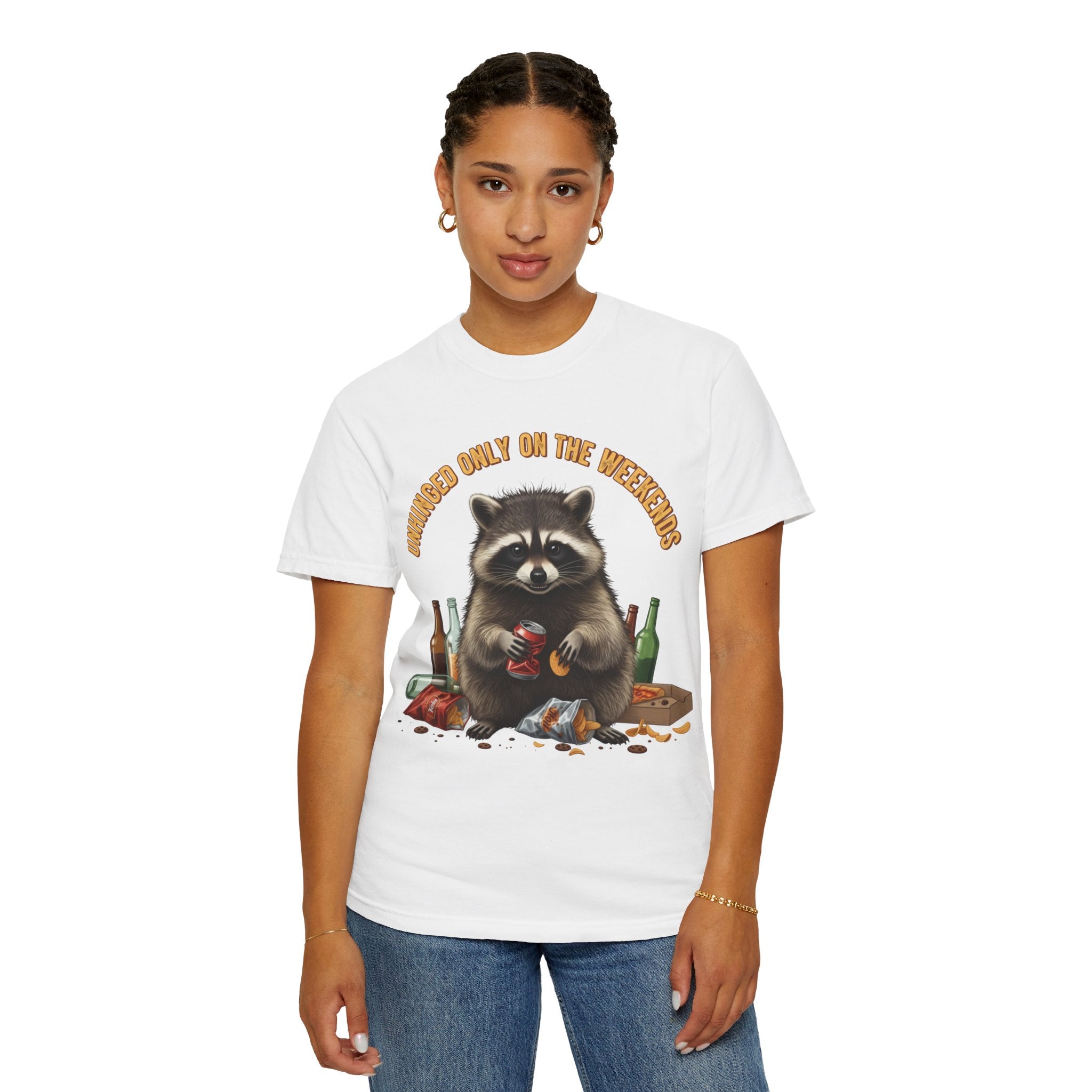 Raccoon Party T-Shirt|Comfort Colors 'Unhinged Only On The Weekends' Vintage Party Tee