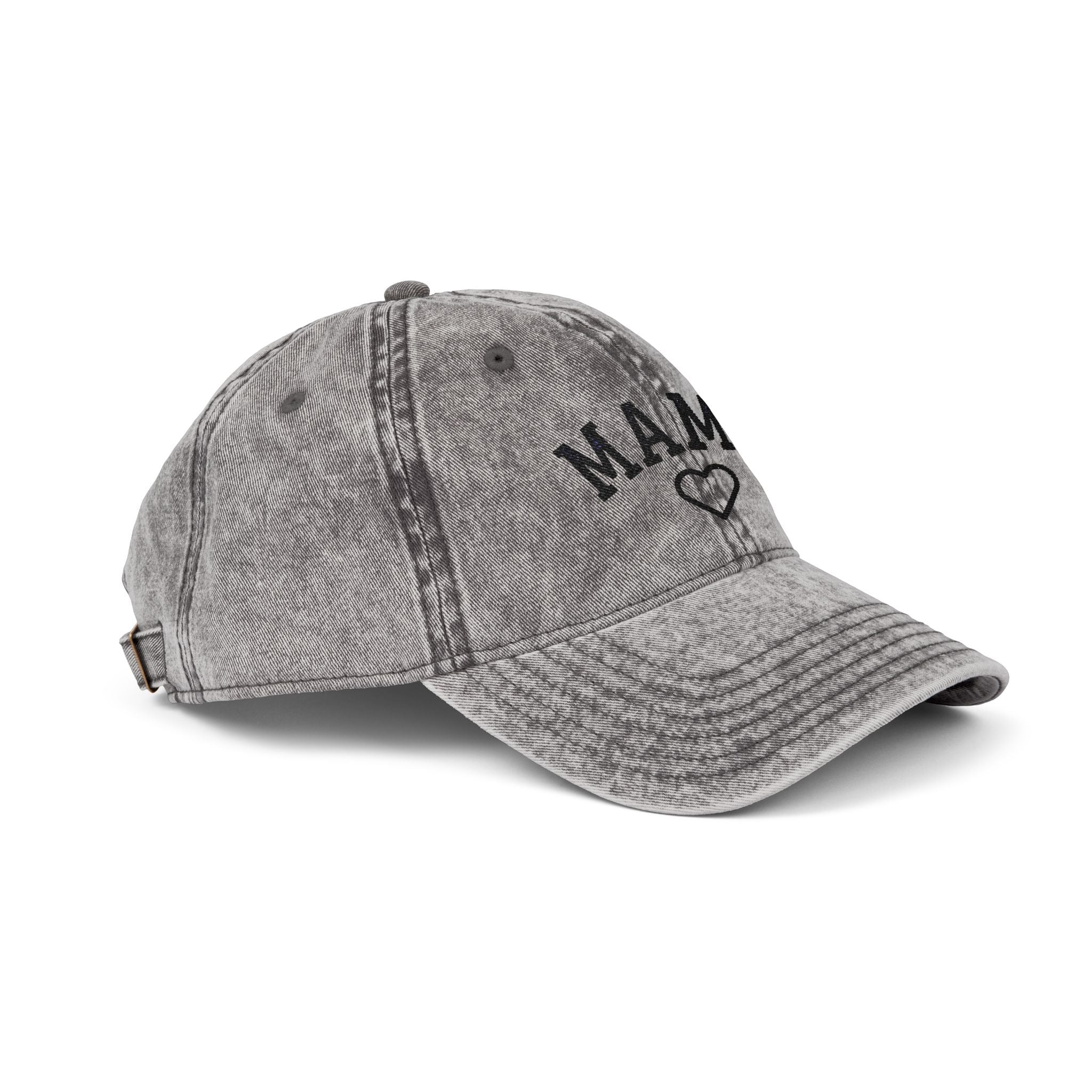 Embroidered Mama Heart Baseball Cap | Vintage Washed Hat with Outlined Heart On Back
