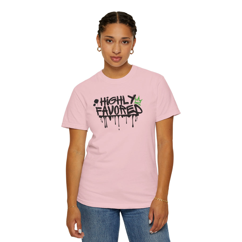 I'M Highly Favored Unisex T-Shirt, Casual Streetwear Tee, Graffiti Art Shirt, Gift for Artists, Motivational Graphic Tee
