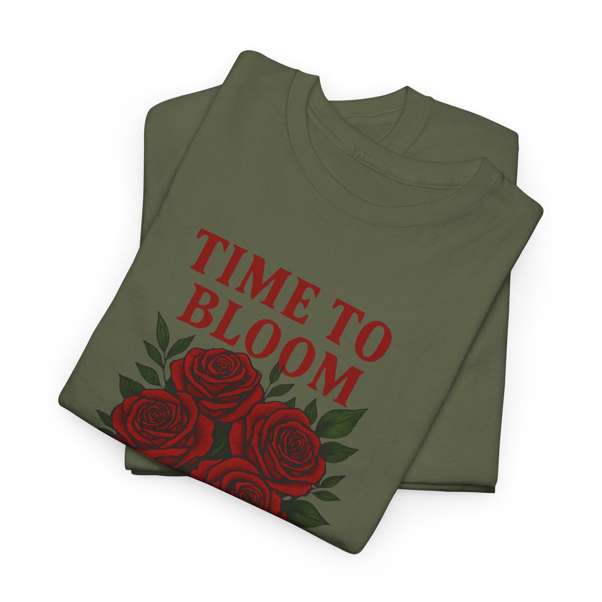 Skeleton Hand Floral Tee: Time to Bloom Unisex Heavy Cotton T-Shirt