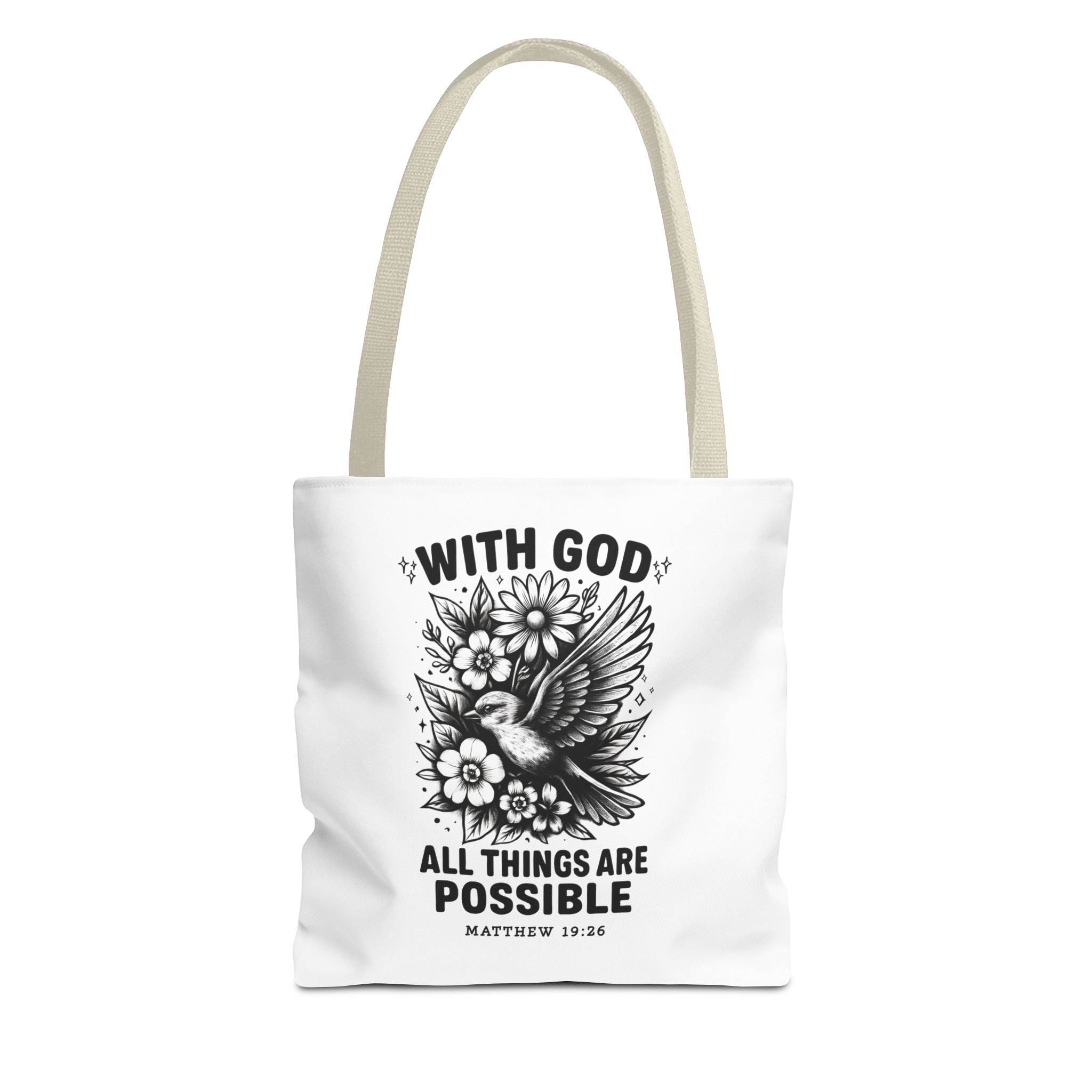 Matthew 19 26 Christian Tote Bag, Bible Verse Tote, Inspirational Tote Bag, Faith Tote, Scripture Tote, Gift for Believers