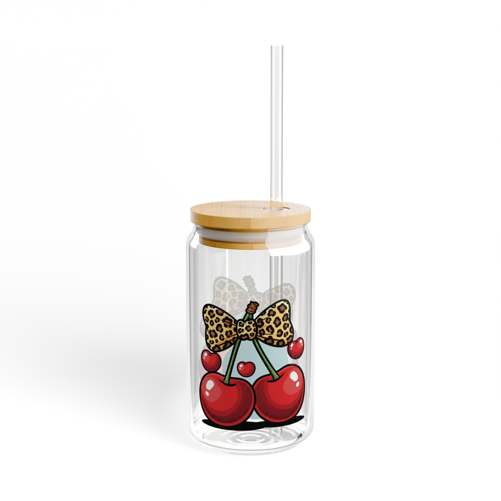 Cherry Bow Sipper Glass, 16oz Sipper Glass, BPA Free