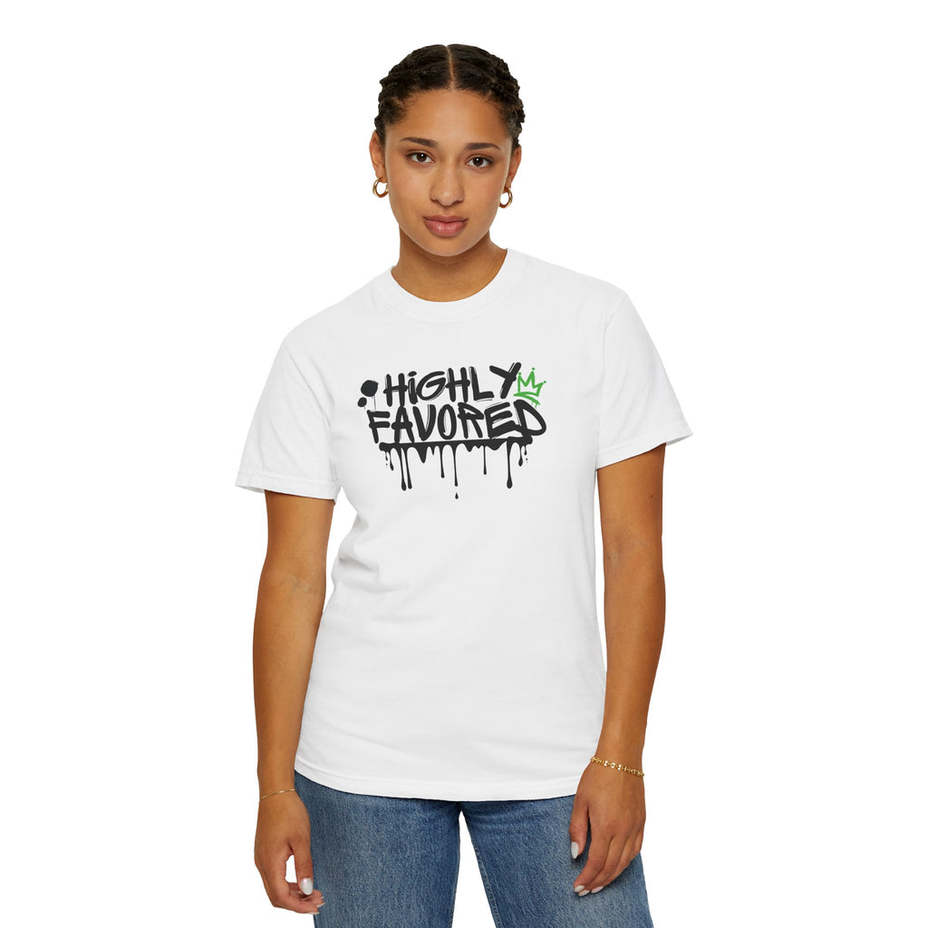 I'M Highly Favored Unisex T-Shirt, Casual Streetwear Tee, Graffiti Art Shirt, Gift for Artists, Motivational Graphic Tee