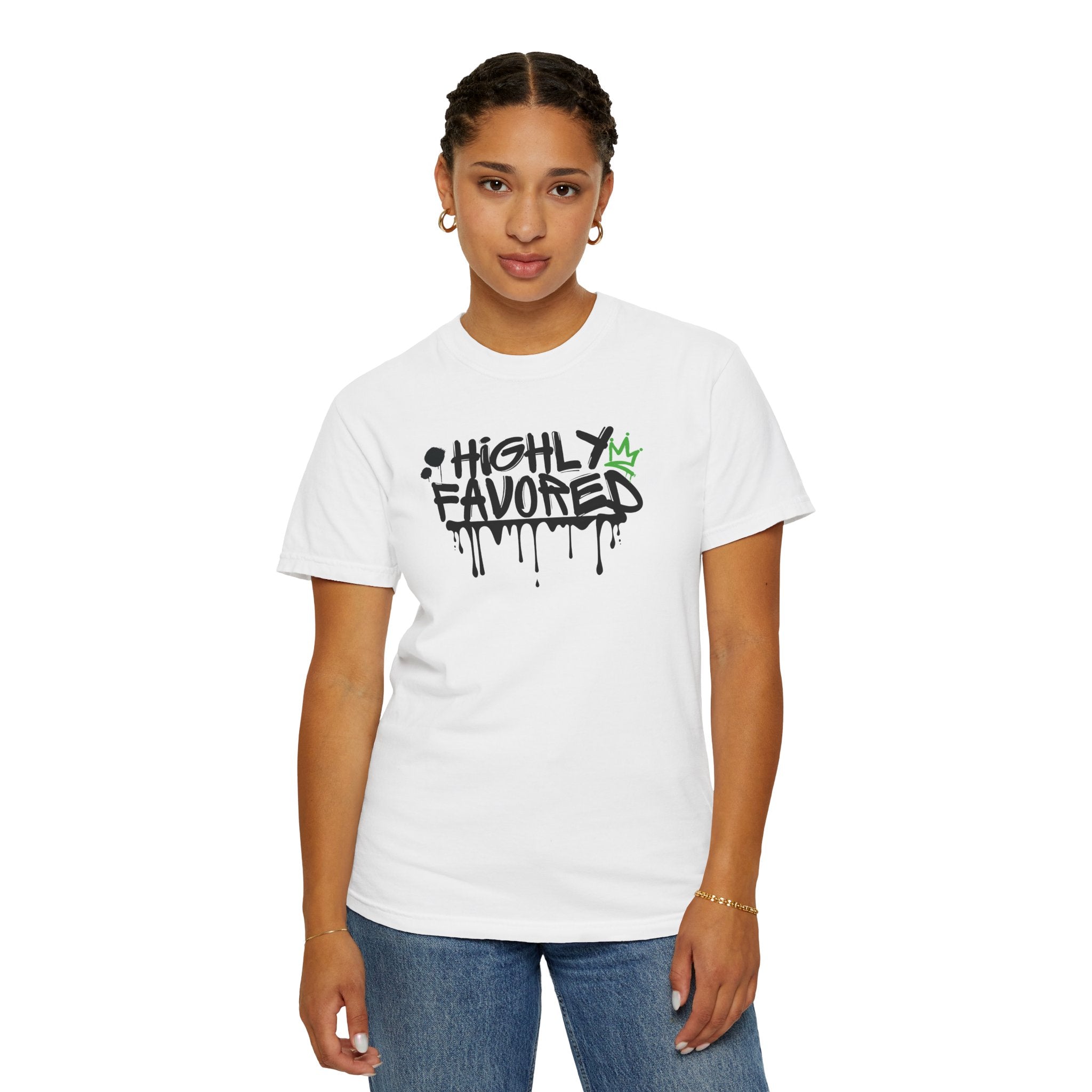 I'M Highly Favored Unisex T-Shirt, Casual Streetwear Tee, Graffiti Art Shirt, Gift for Artists, Motivational Graphic Tee