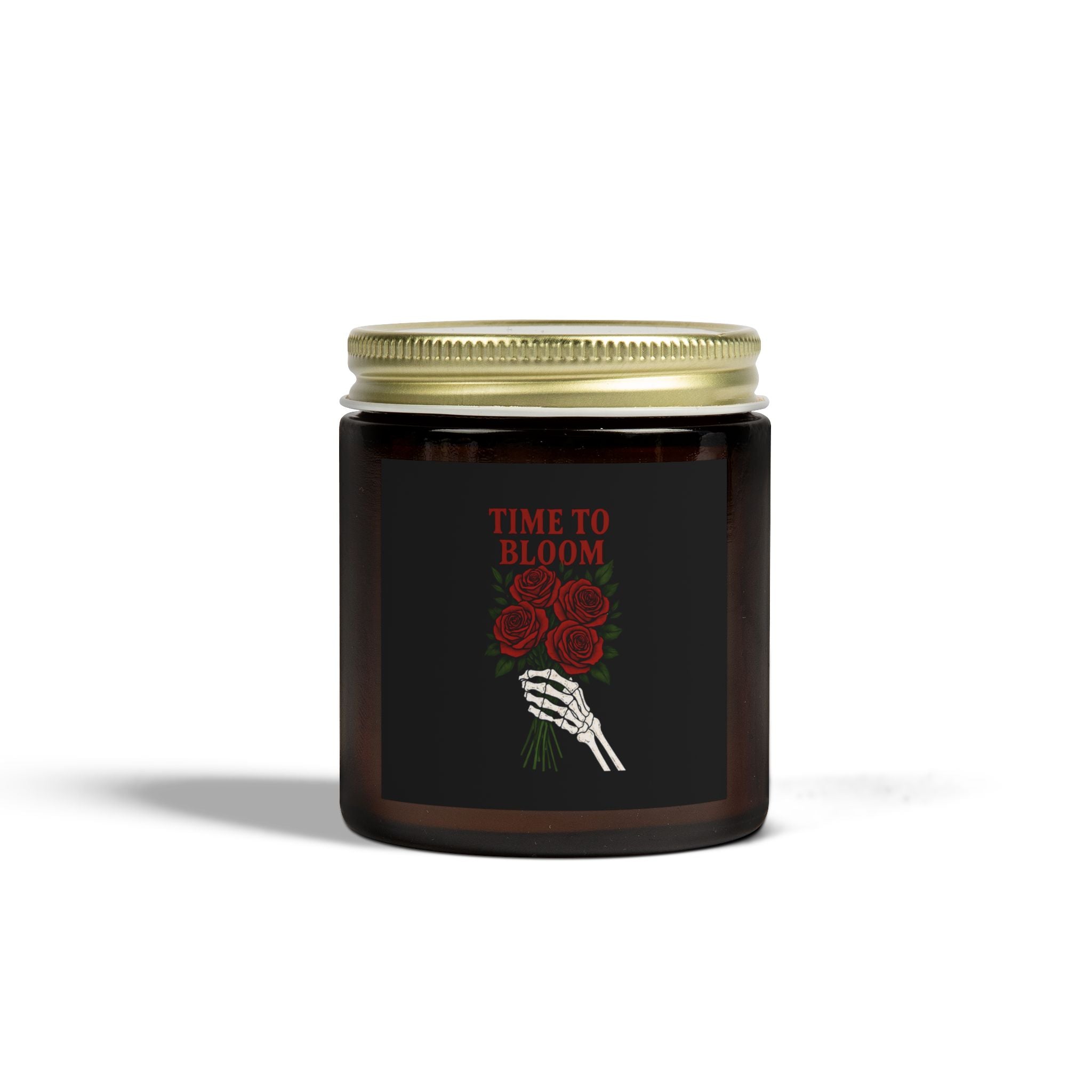 Halloween Time to Bloom Skeleton Hand Candle, 4oz. 9oz. Goth Home Candle, Spooky Candle, Dark Home Decor
