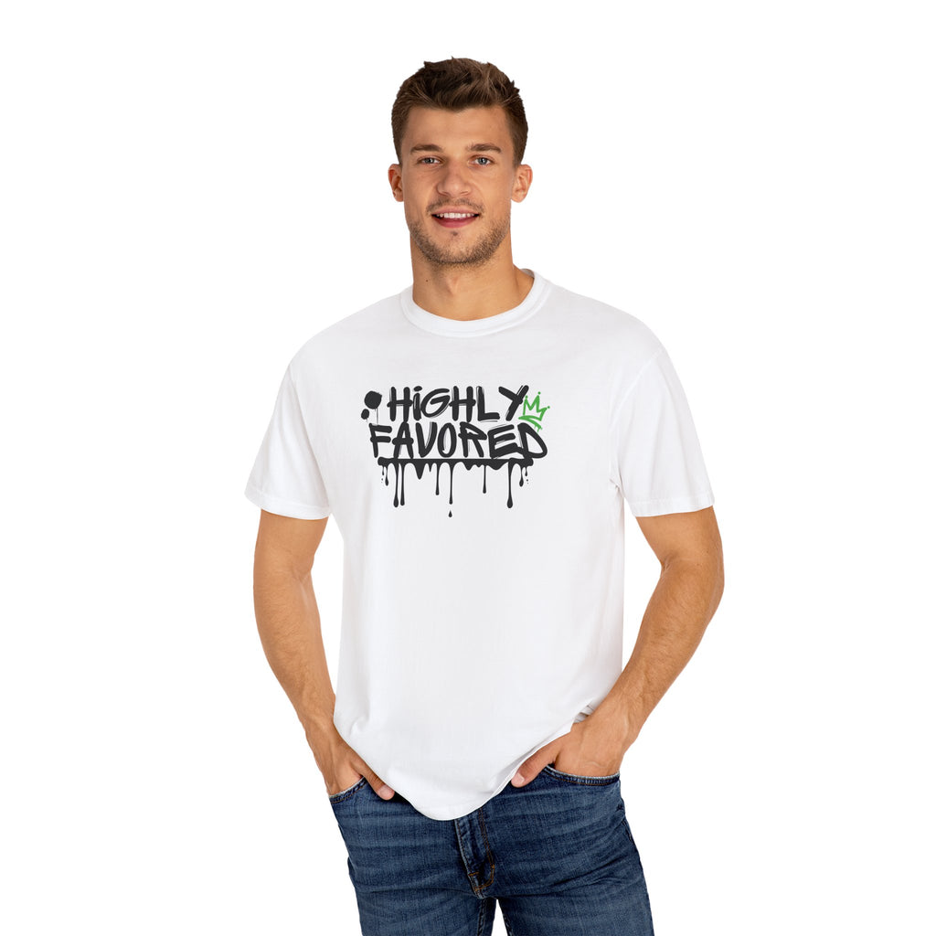 I'M Highly Favored Unisex T-Shirt, Casual Streetwear Tee, Graffiti Art Shirt, Gift for Artists, Motivational Graphic Tee