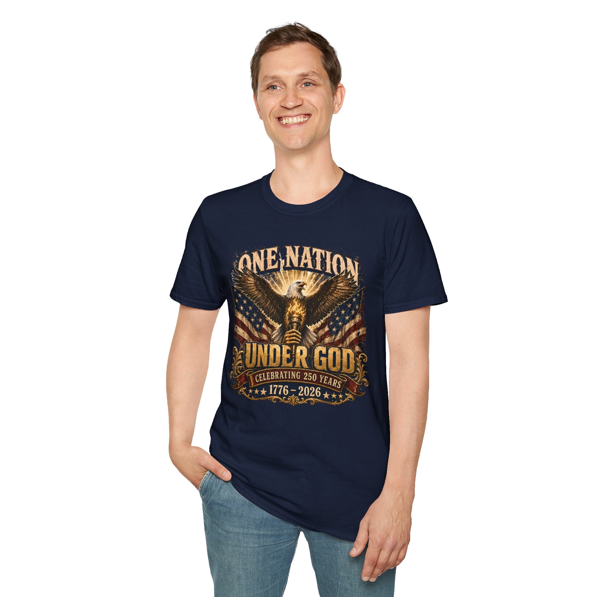 One Nation Under God T‑Shirt — Patriotic American Eagle 4th of July Tee