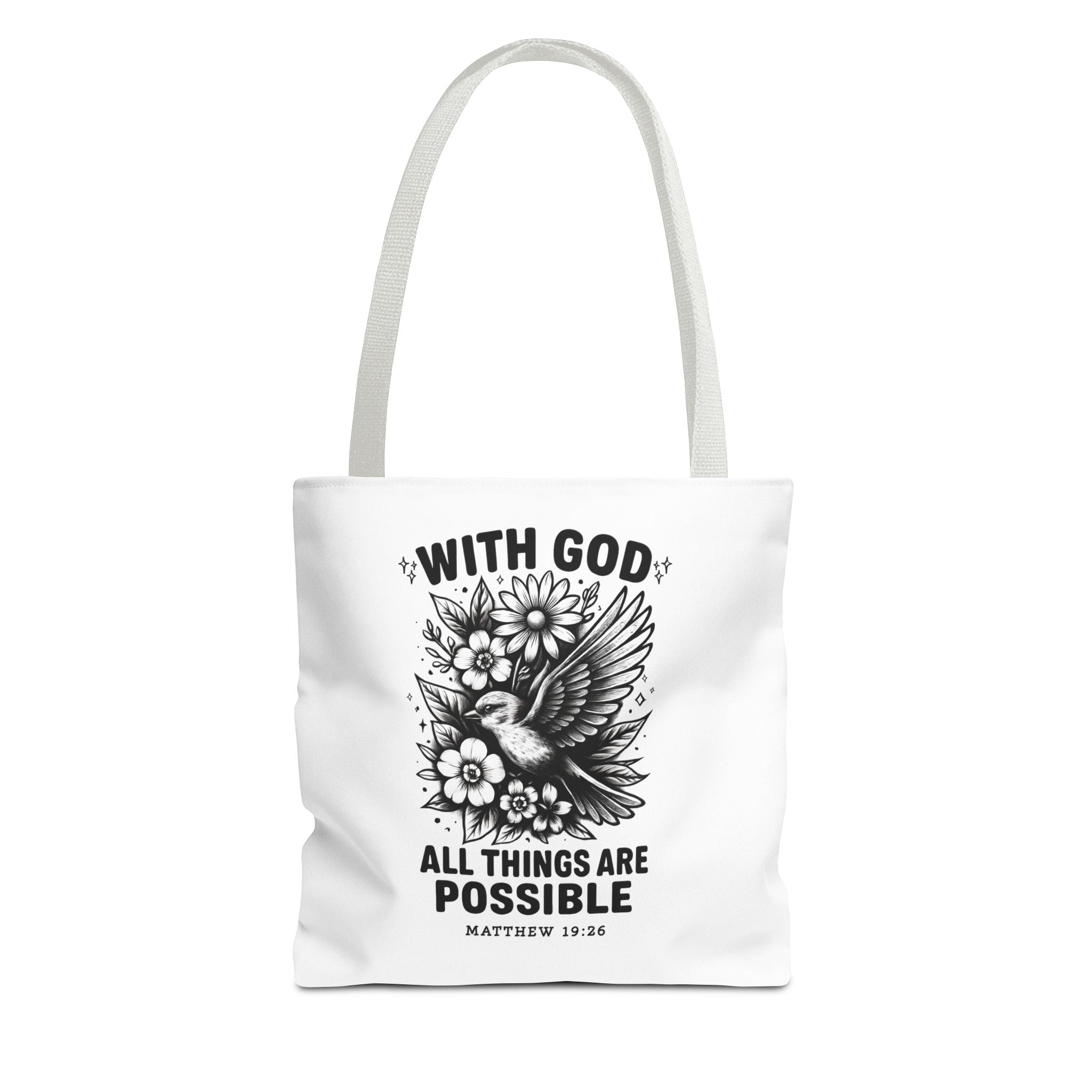 Matthew 19 26 Christian Tote Bag, Bible Verse Tote, Inspirational Tote Bag, Faith Tote, Scripture Tote, Gift for Believers