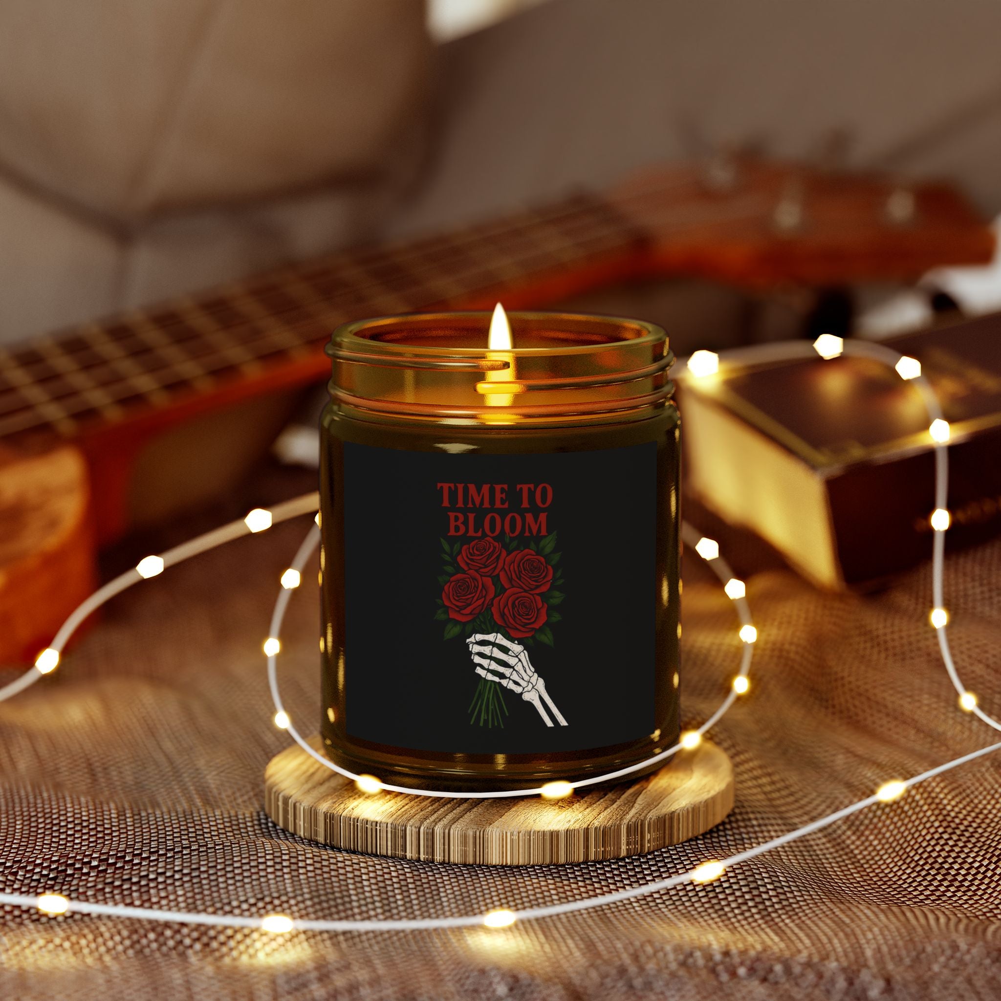Halloween Time to Bloom Skeleton Hand Candle, 4oz. 9oz. Goth Home Candle, Spooky Candle, Dark Home Decor