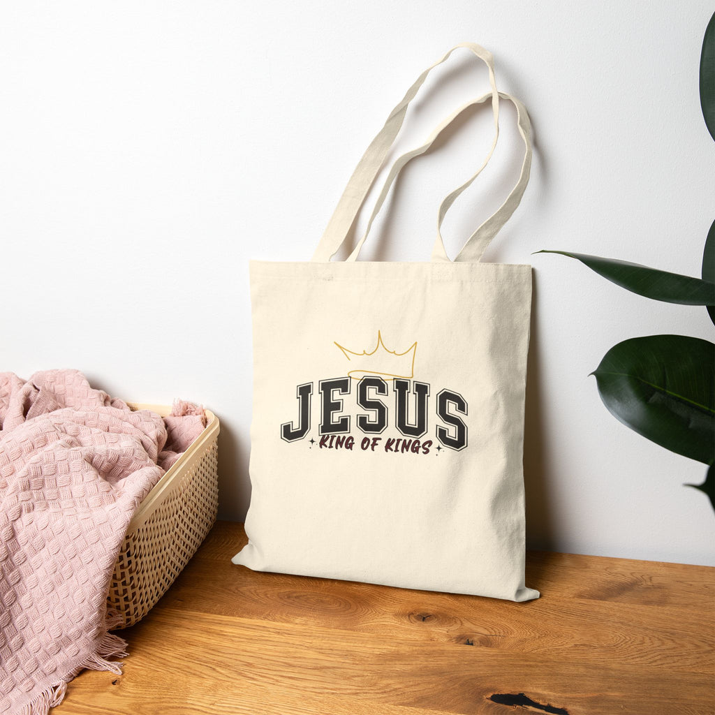 JESUS King of Kings Canvas Tote Bag, Church Tote, Gift for Christians, Eco-Friendly