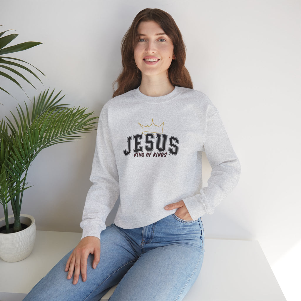 Jesus King of Kings Sweatshirt Crewneck, Christian Sweatshirt Gift, Religious Apparel, Faith-Based Clothing, Spiritual Sweater Jesus Apparel