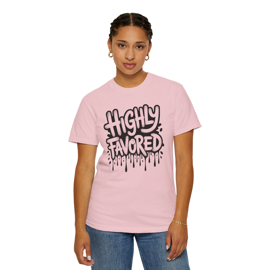 Highly Favored Comfort Colors Unisex Garment-Dyed T-Shirt | Casual Streetwear, Gift for Friends, Inspirational Apparel, Everyday Comfort, Affirmation Tee