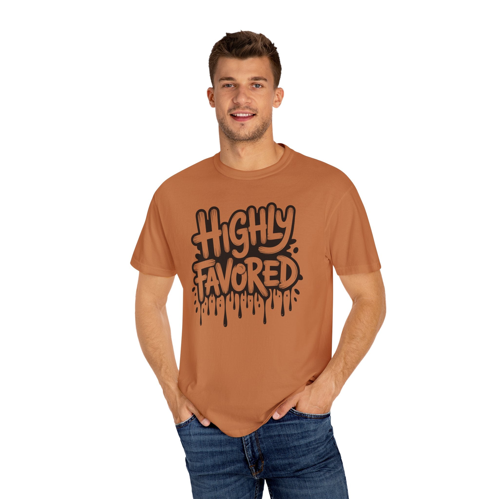 Highly Favored Comfort Colors Unisex Garment-Dyed T-Shirt | Casual Streetwear, Gift for Friends, Inspirational Apparel, Everyday Comfort, Affirmation Tee