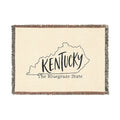 Kentucky state outline with 'Kentucky' script Woven Blanket | The Bluegrass State throw