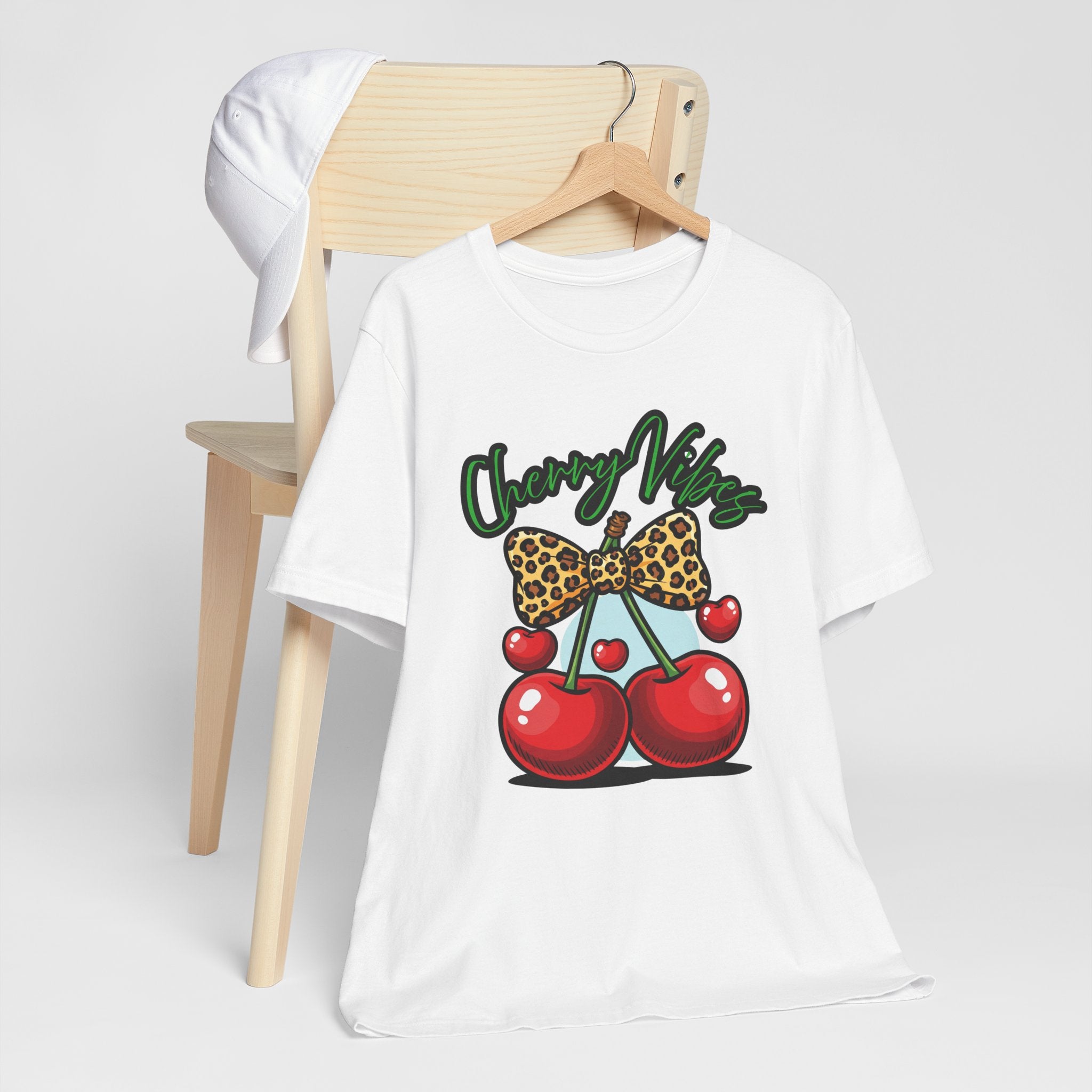 Cherry Vibes Short Sleeve Tee, Fun Graphic T-Shirt, Summer Style, Cute Gift for Friends, Party Top, Festival Wear