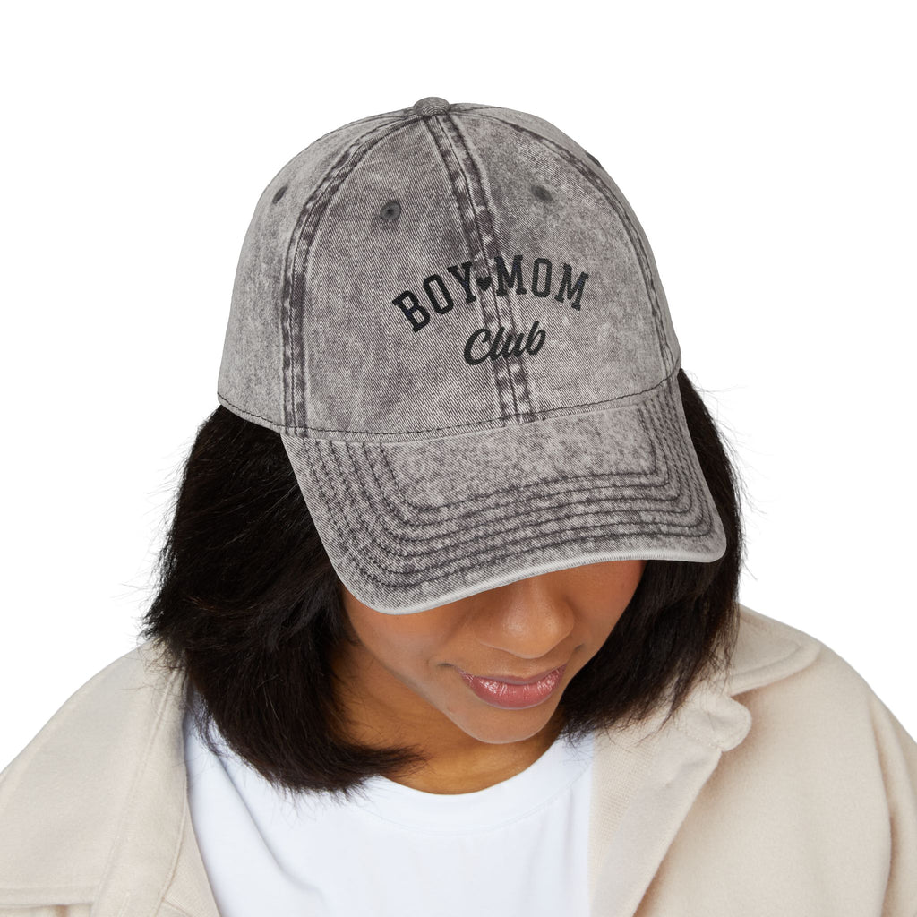 Embroidered Boy Mom Club Cap | Vintage Washed Baseball Hat