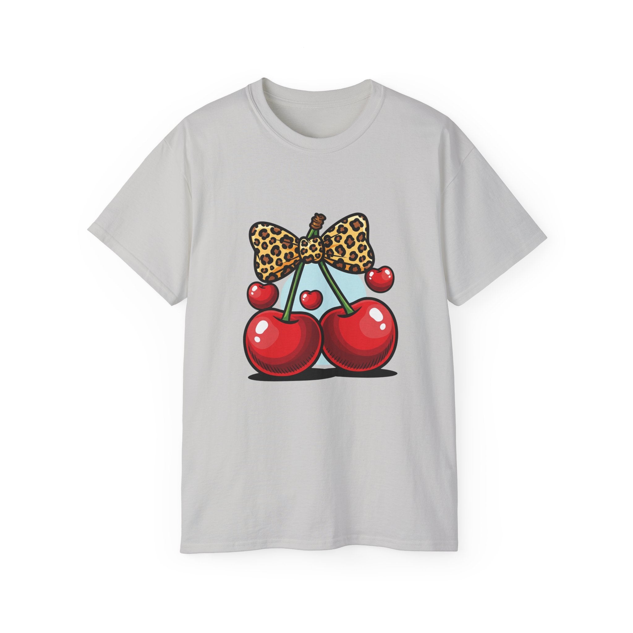 Cute Cherry Print Ultra Cotton Tee, Casual Summer Shirt, Gift for Her, Fruit Graphic Tee, Trendy Clothing
