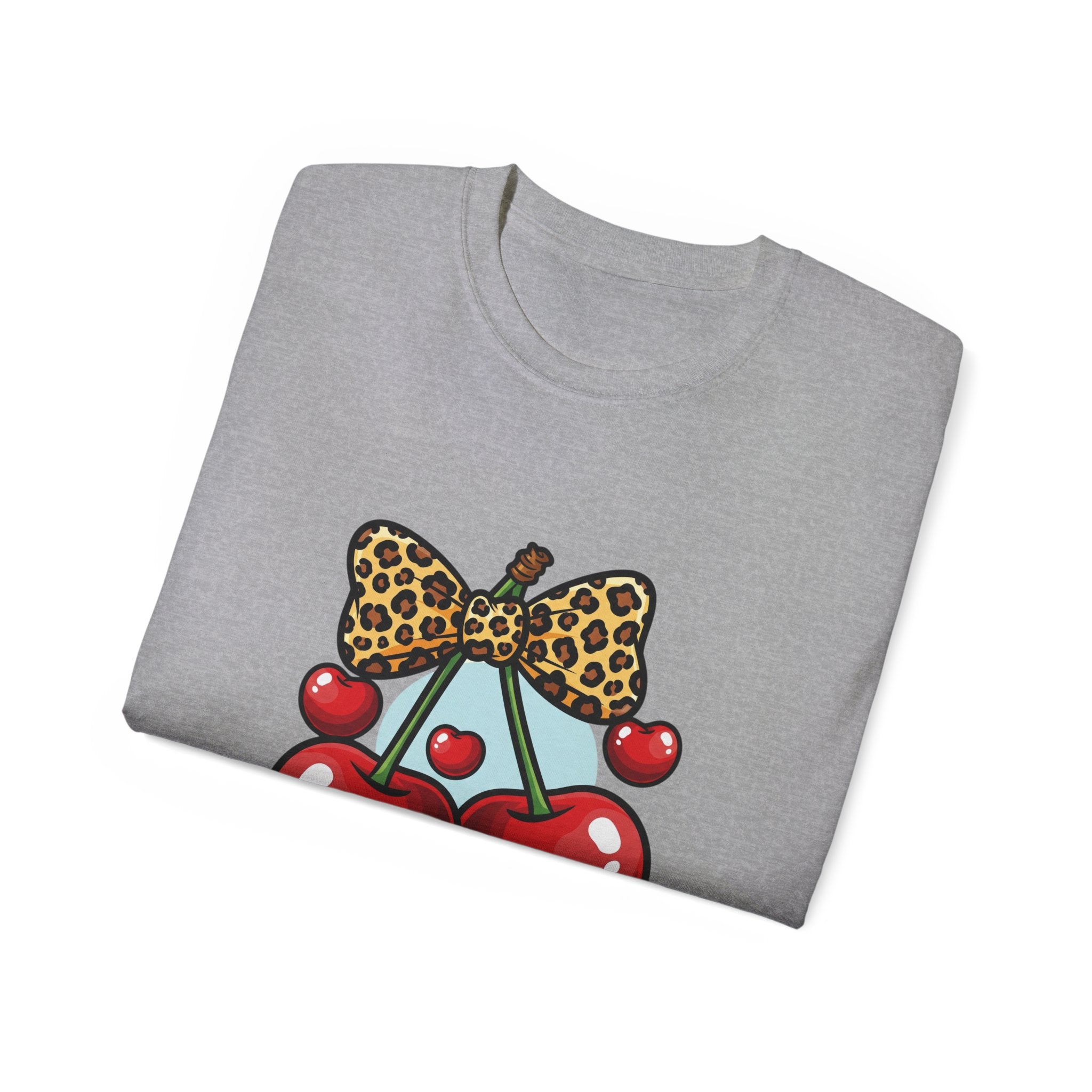 Cute Cherry Print Ultra Cotton Tee, Casual Summer Shirt, Gift for Her, Fruit Graphic Tee, Trendy Clothing
