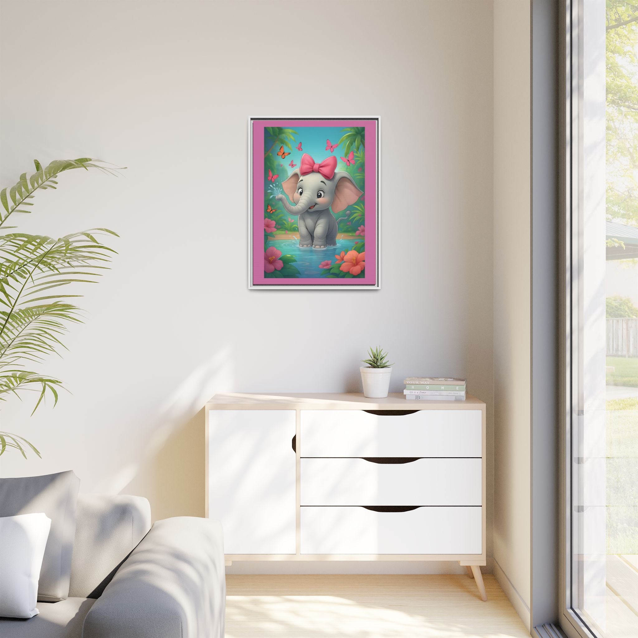 Framed Kids Elephant Wall Print, Kids Bedroom Art, Nursery Art, Baby Room Decor, Animal Art, Child's Room Gift, Playroom Wall Art