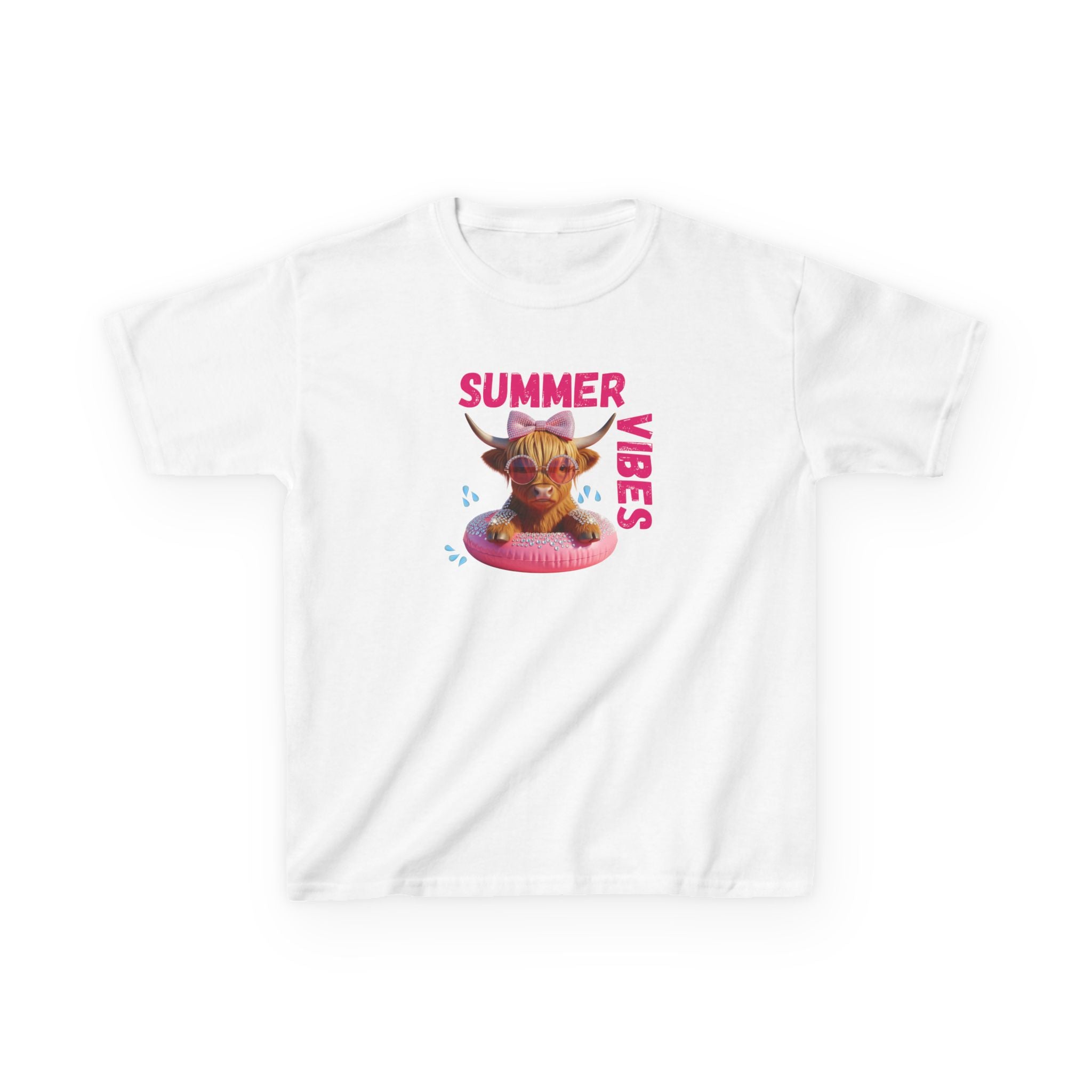 Girl's Summer Vibes Tee, Fun Cotton Shirt, Beach Wear, Vacation Outfit, Children's T-Shirt, Gifts for Kids