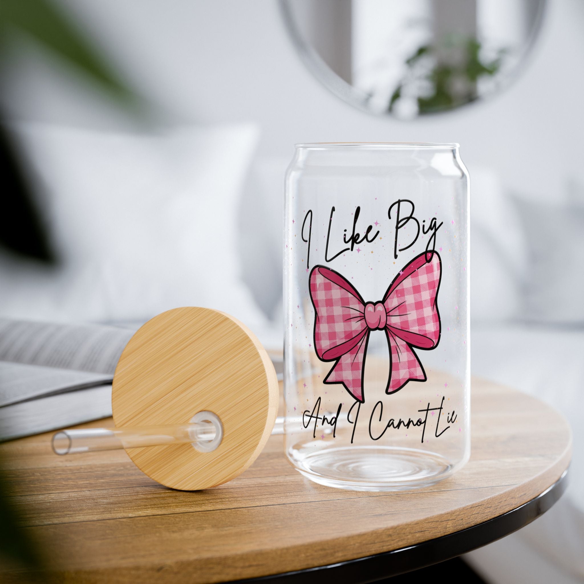 Cute Gingham Sipper Glass with Straw, I Like Big Bows, Perfect for Parties, Gifts, or Everyday Use, Eco-Friendly Drinkware, Stylish Beverage [...]