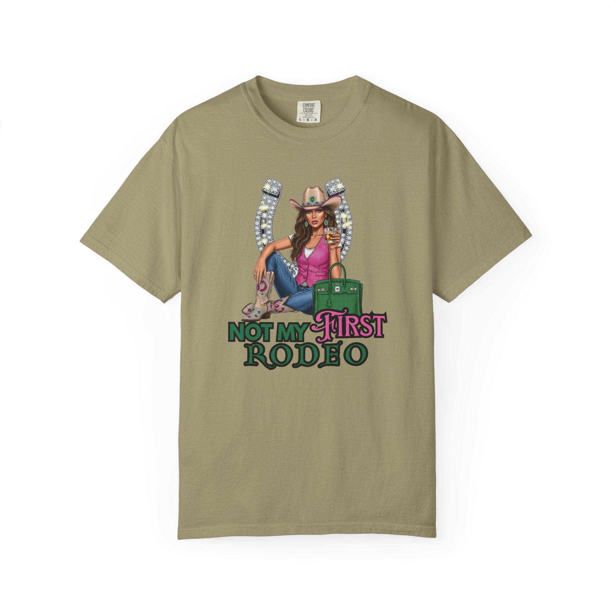 Cowgirl Rodeo Themed Rhinestone Shirt, 'Not My First Rodeo' Western Style Top, Rodeo Shirt, Women's Rhinestone Tee, Country Concert Outfit