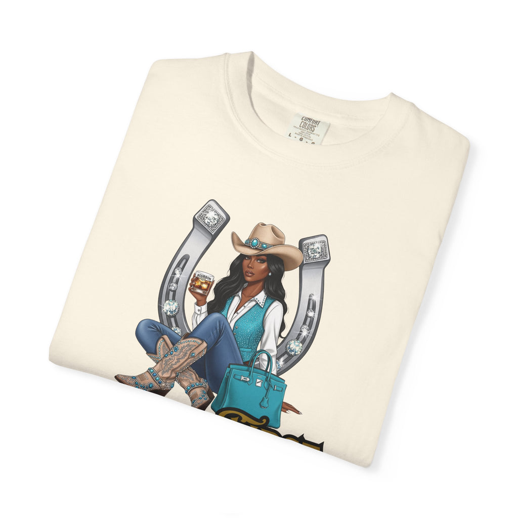 African American Cowgirl Rodeo Themed Rhinestone Shirt, 'Not My First Rodeo' Western Style Top, Rodeo Shirt, Boots On The Ground Tee